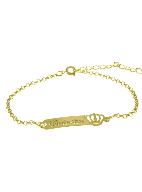 Pulseira Feminina Nome Natasha Banhada Ouro 18K -1080054