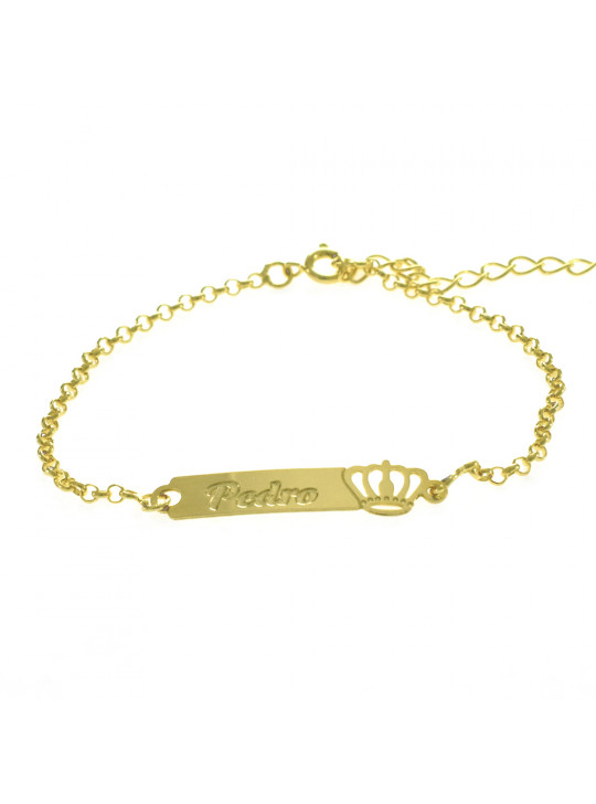 Pulseira Feminina Nome Pedro Banhada Ouro 18K -1080055