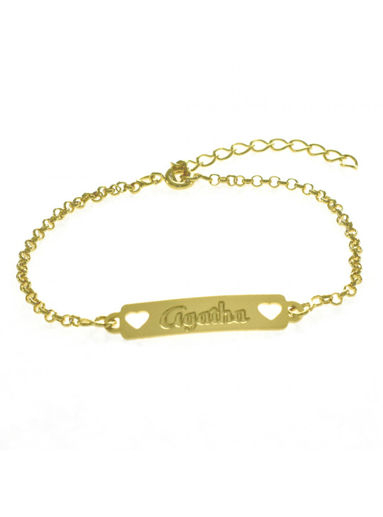 Pulseira Feminina Nome Agatha Banhada Ouro 18K -1080056