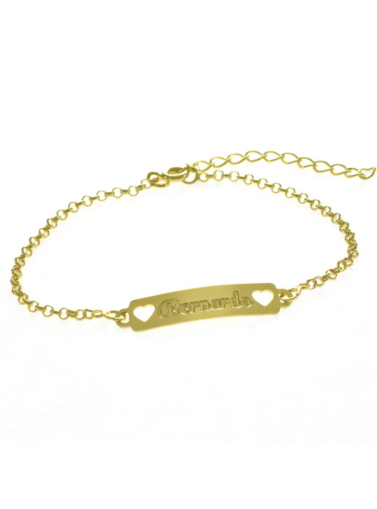 Pulseira Feminina Nome Bernardo Banhada Ouro 18K -1080057
