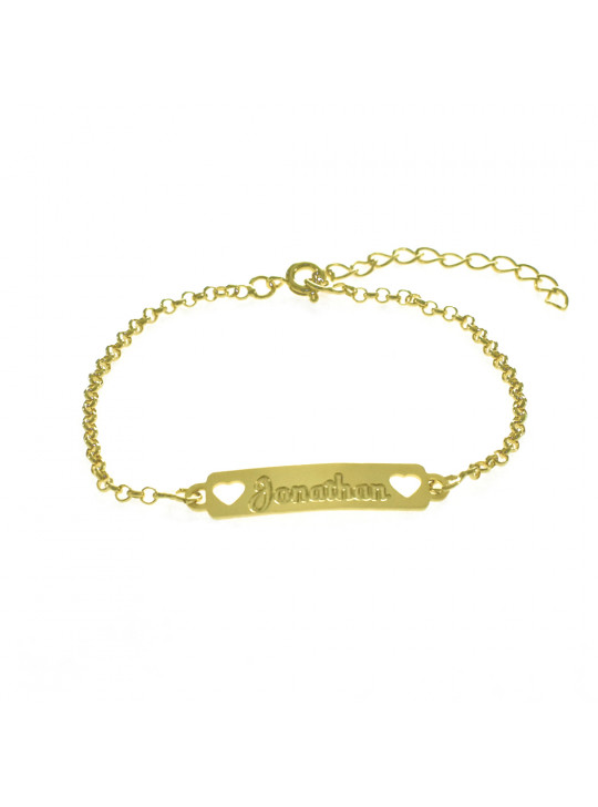 Pulseira Feminina Nome Jonathan Banhada Ouro 18K -1080058