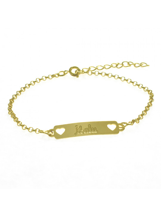 Pulseira Feminina Nome Malu Banhada Ouro 18K -1080060