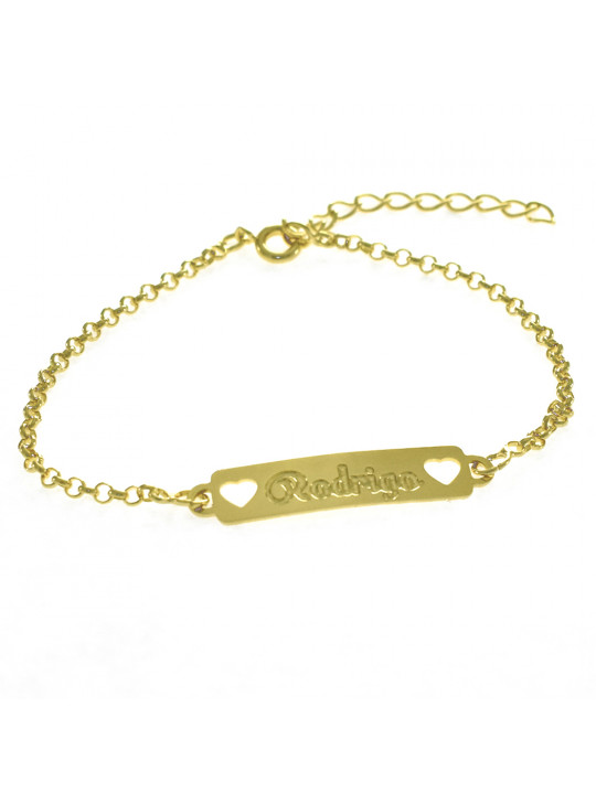 Pulseira Feminina Nome Rodrigo Banhada Ouro 18K -1080064