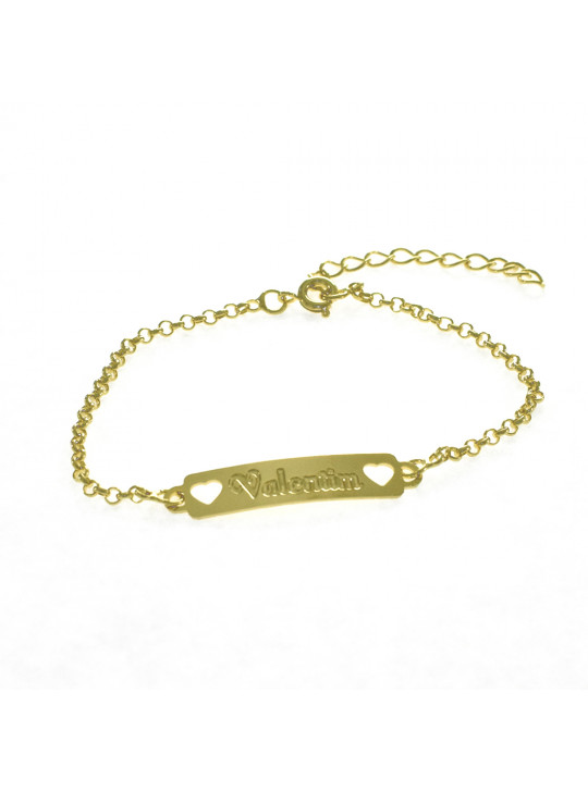Pulseira Feminina Nome Valentim Banhada Ouro 18K -1080065