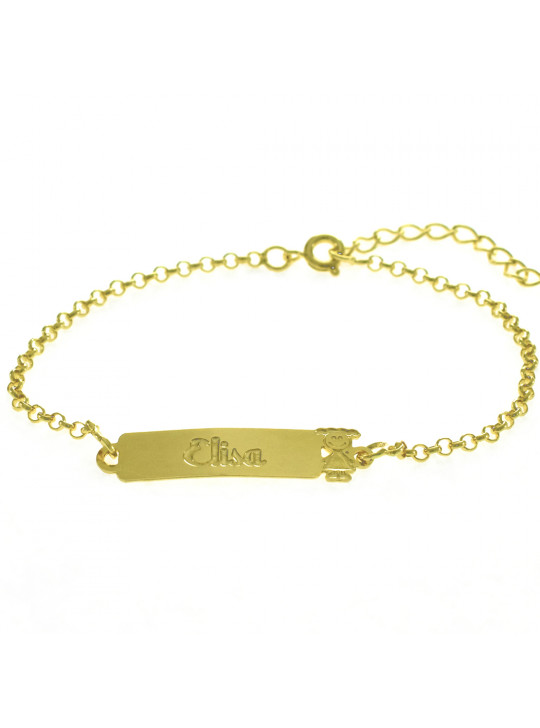 Pulseira Feminina Nome Elisa Banhada Ouro 18K -1080068