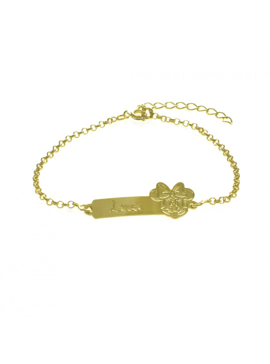 Pulseira Feminina Nome Laura Banhada Ouro 18K -1080082