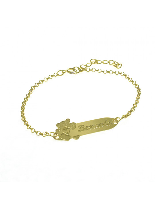 Pulseira Feminina Nome Bernardo Banhada Ouro 18K -1080095f