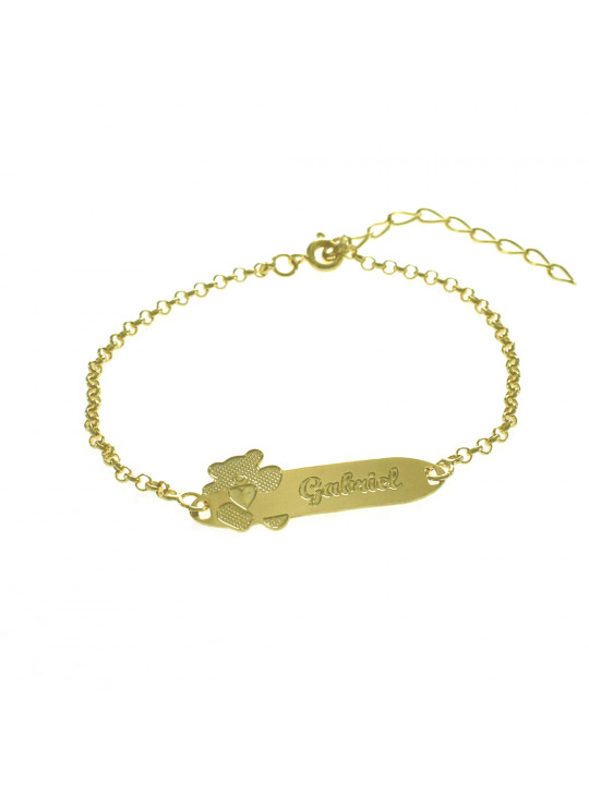 Pulseira Feminina Nome Gabriel Banhada Ouro 18K -1080099