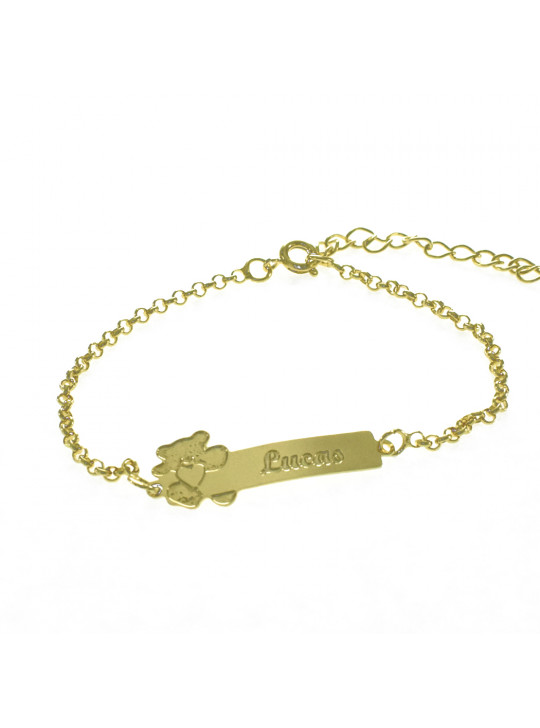 Pulseira Feminina Nome Lucas Banhada Ouro 18K -1080125