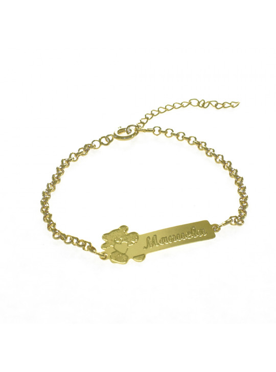 Pulseira Feminina Nome Manuela Banhada Ouro 18K -1080126