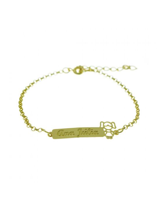 Pulseira Feminina Nome Ana Júlia Banhada Ouro 18k - 1080146