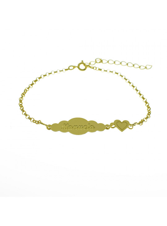 Pulseira Feminina Nome Manuela Banhada Ouro 18K - 1080186