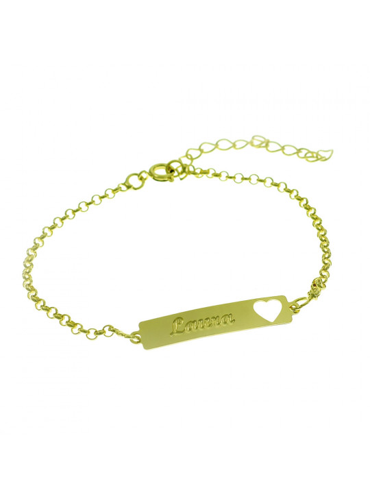 Pulseira Feminina Nome Laura Banhada Ouro 18K - 1080217