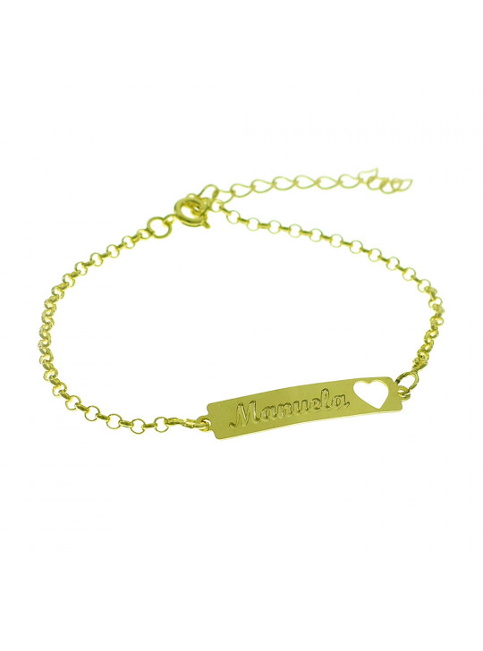 Pulseira Feminina Nome Manuela Banhada Ouro 18K - 1080220