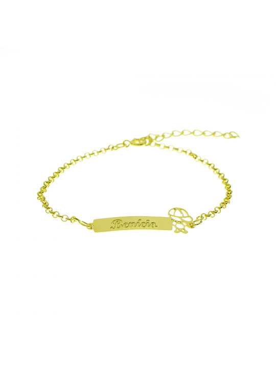 Pulseira Feminina Nome Benício Banhada Ouro 18K - 1080239