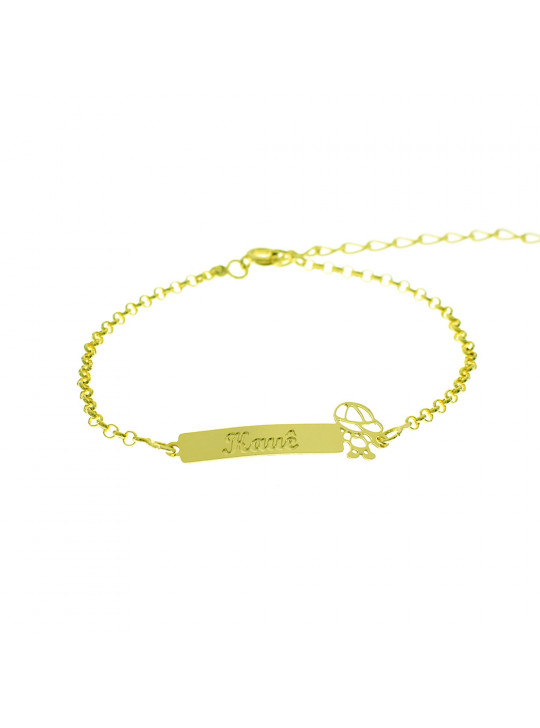 Pulseira Feminina Nome Kauê Banhada Ouro 18K - 1080253