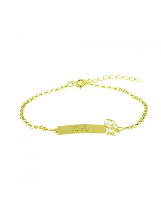 Pulseira Feminina Nome Luis Banhada Ouro 18K - 1080256