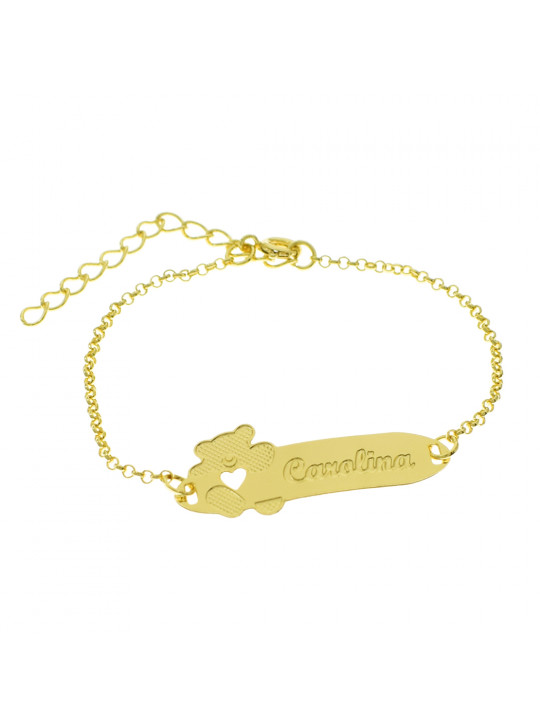 Pulseira Infantil Nome Carolina Banhada Ouro 18K - 1080266