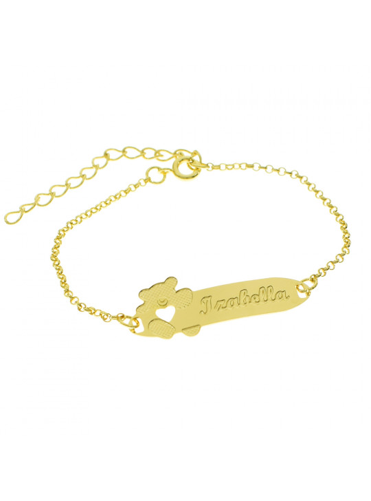 Pulseira Infantil Nome Izabella Banhada Ouro 18K - 1080271