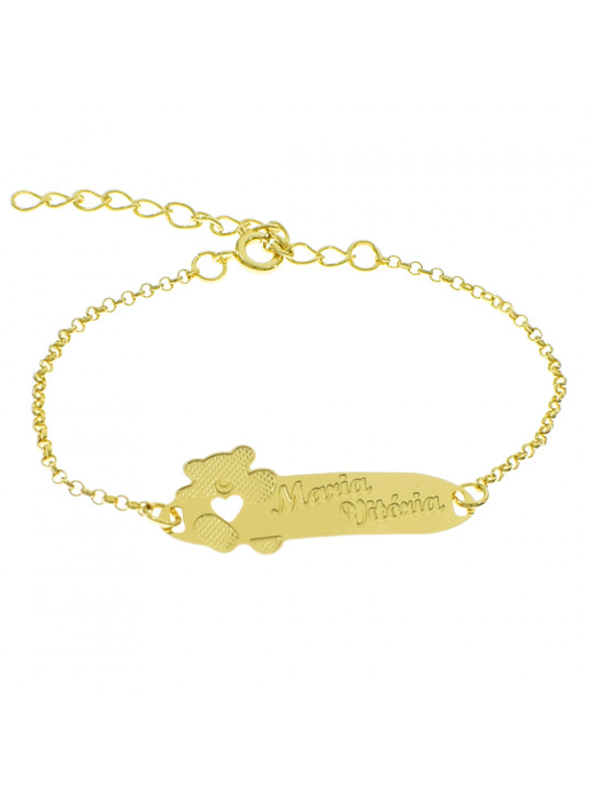 Pulseira Infantil Nome Maria Vitória Banhada Ouro 18K - 1080288