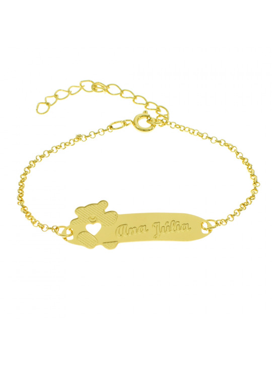 Pulseira Infantil Nome Ana Júlia Banhada Ouro 18K - 1080302