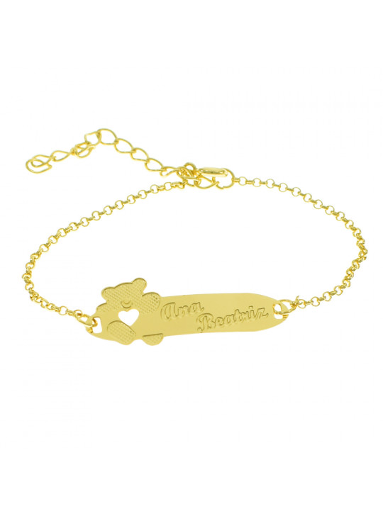 Pulseira Infantil Nome Ana Beatriz Banhada Ouro 18K - 1080306