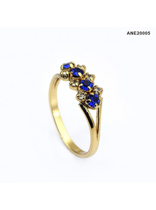 ANEL BANHADO EM OURO 18 KILATES COM PEDRAS NA COR AZUL TOPÁZIO - ANE20005 - 1010046