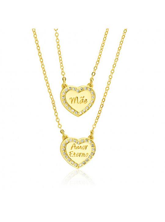Gargantilha Dupla Amor Eterno Banhada em Ouro 18 K - 1061201