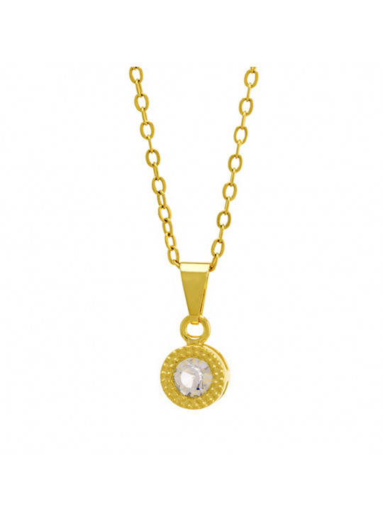 Gargantilha Ponto Luz Redondo Cristal Banhada Ouro 18 K - 1061112
