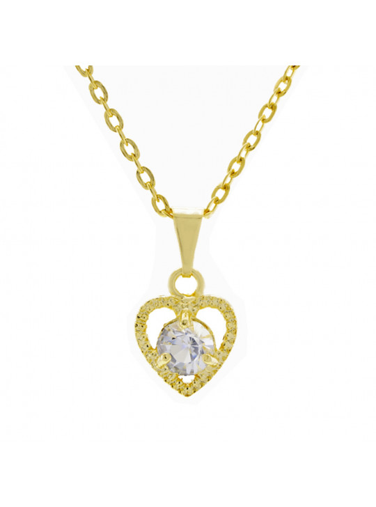 Gargantilha Ponto Luz Coração Horus Import Cristal Banhada Ouro 18 K - 1061130