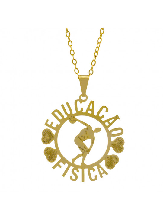 Gargantilha Profissões Pingente EDUCAÇÃO FISÍCA Banhada Ouro Amarelo 18K - 1061262
