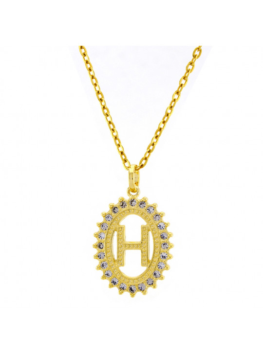 Gargantilha Horus Import Pingente Letra H Banhada Ouro Amarelo 18 K - 1060211