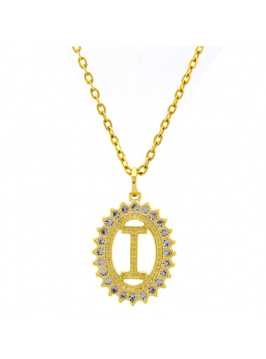 Gargantilha Horus Import Pingente Letra I Banhada Ouro Amarelo 18 K - 1060212