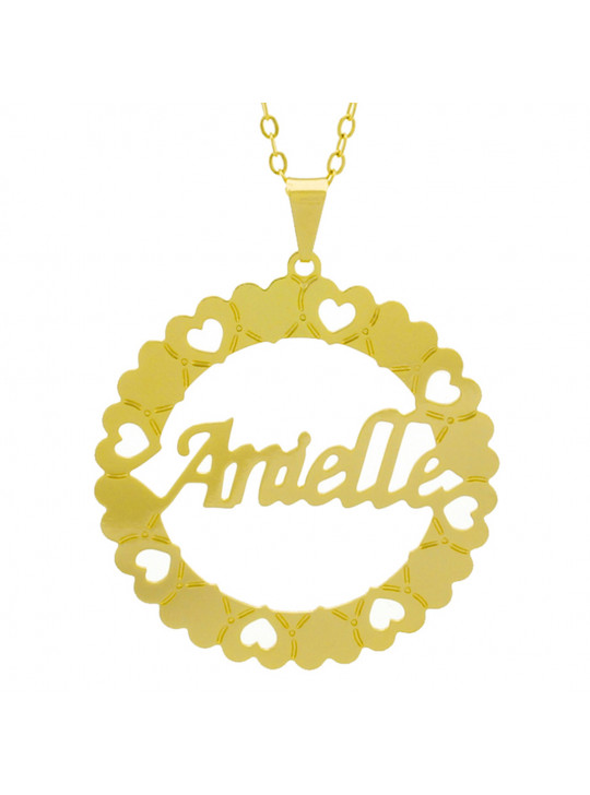 Gargantilha Pingente Mandala Manuscrito Anielle Banho Ouro Amarelo 18 K - 1061288