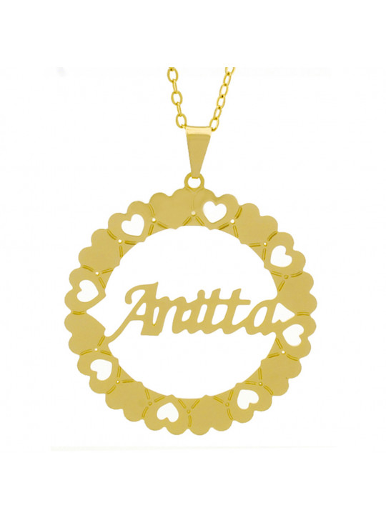 Gargantilha Pingente Mandala Manuscrito Anitta Banho Ouro Amarelo 18 K - 1061287