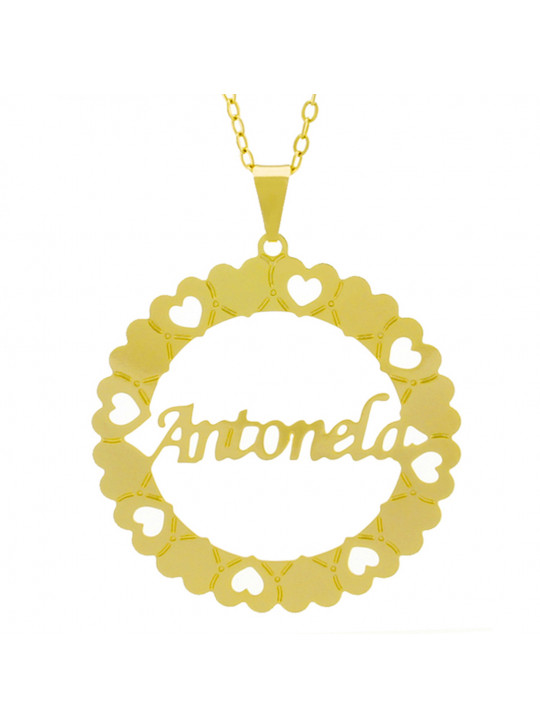 Gargantilha Pingente Mandala Manuscrito Antonela Banho Ouro Amarelo 18 K - 1061290