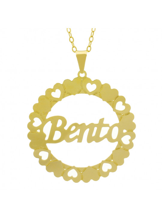 Gargantilha Pingente Mandala Manuscrito Bento Banho Ouro Amarelo 18 K - 1061297