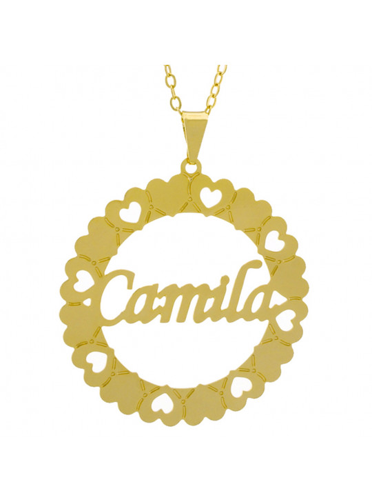 Gargantilha Pingente Mandala Manuscrito Camila Banho Ouro Amarelo 18 K - 1061303