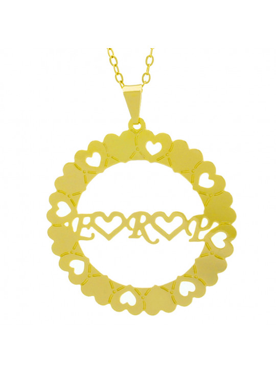 Gargantilha Pingente Mandala Manuscrito E ♥ R ♥ P Banho Ouro Amarelo 18 K - 1061312