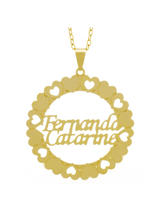 Gargantilha Pingente Mandala Manuscrito FERNANDA CATARINE Banho Ouro Amarelo 18 K - 1061321 