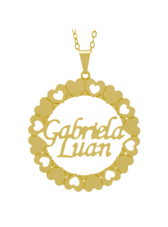 Gargantilha Pingente Mandala Manuscrito Gabriela Luan Banho Ouro Amarelo 18 K - 1061325