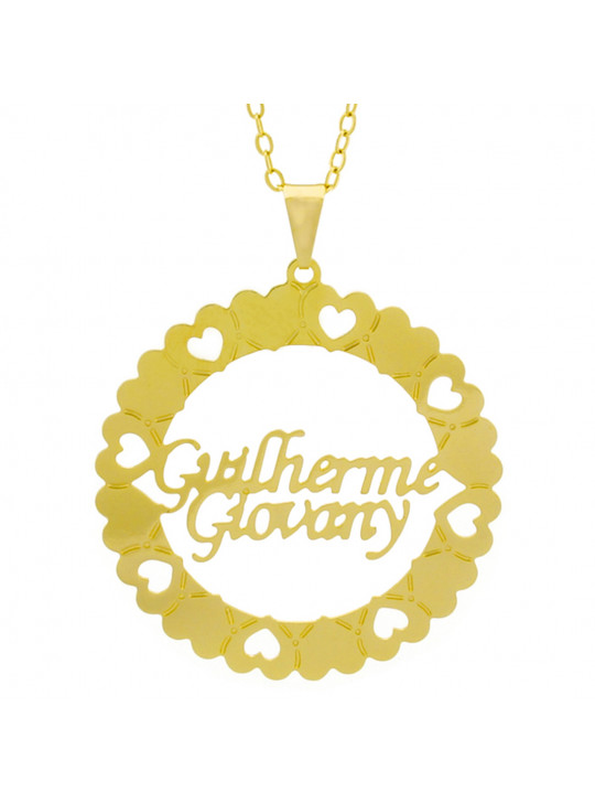 Gargantilha Pingente Mandala Manuscrito Guilherme Giovany Banho Ouro Amarelo 18 K - 1061330