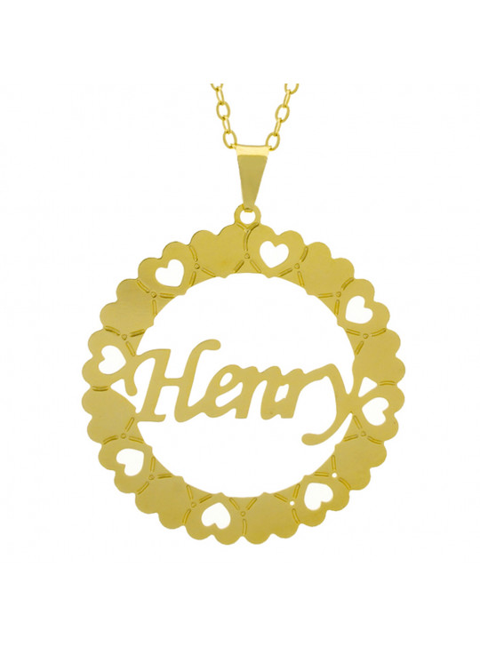Gargantilha Pingente Mandala Manuscrito HENRY Banho Ouro Amarelo 18 K - 1061334