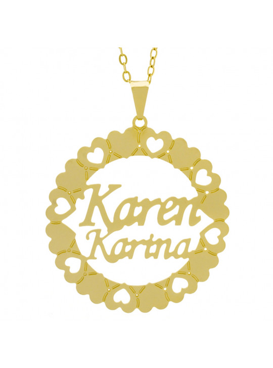 Gargantilha Pingente Mandala Manuscrito KAREN KARINA Banho Ouro Amarelo 18 K - 1061347 