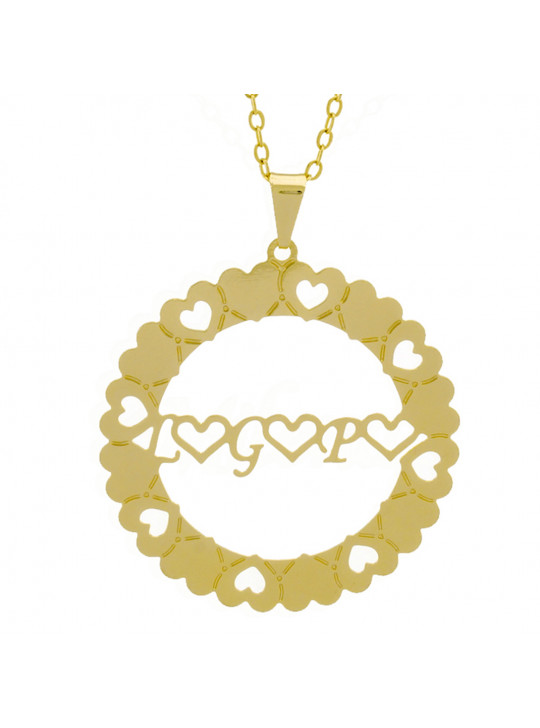 Gargantilha Pingente Mandala Manuscrito L ♥ G ♥ P ♥ Banho Ouro Amarelo 18 K - 1061351 