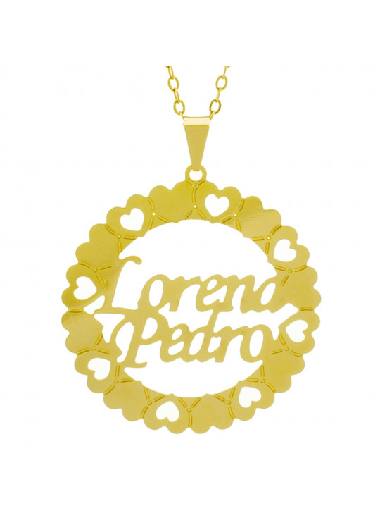 Gargantilha Pingente Mandala Manuscrito LORENA PEDRO Banho Ouro Amarelo 18 K - 1061359