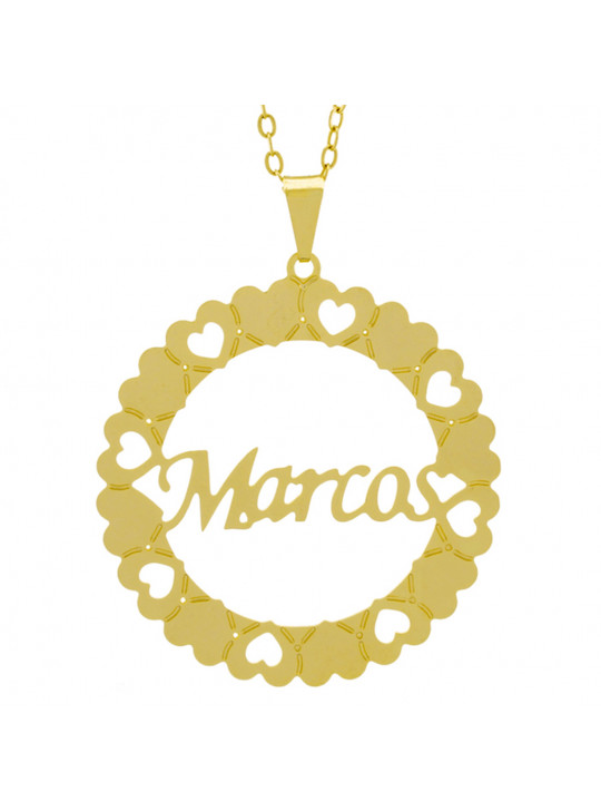 Gargantilha Pingente Mandala Manuscrito MARCOS Banho Ouro Amarelo 18 K - 1061376