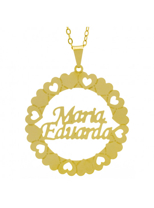 Gargantilha Pingente Mandala Manuscrito MARIA EDUARDA Banho Ouro Amarelo 18 K - 1061377