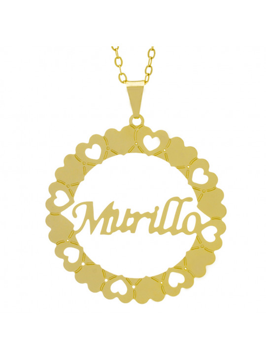 Gargantilha Pingente Mandala Manuscrito MURILLO Banho Ouro Amarelo 18 K - 1061380