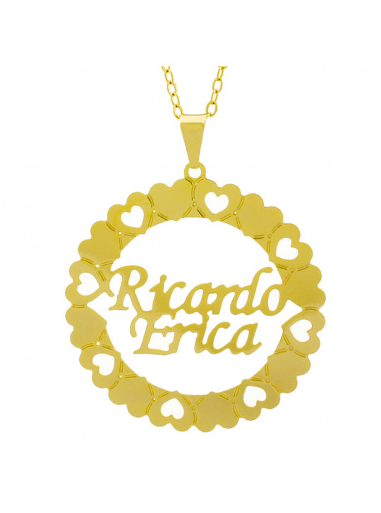 Gargantilha Pingente Mandala Manuscrito RICARDO ERICA Banho Ouro Amarelo 18 K - 1061393